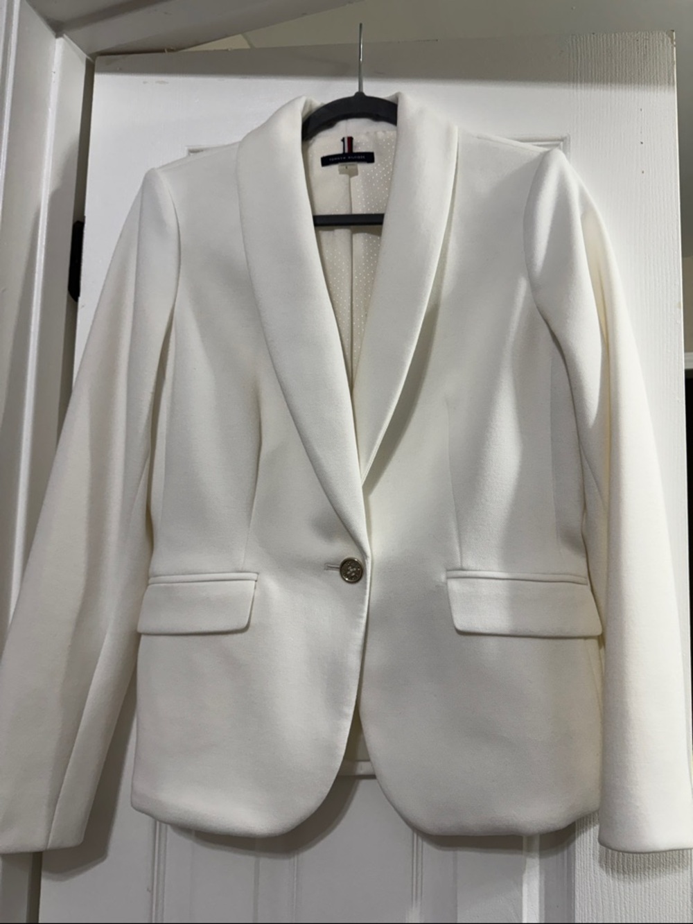 Tommy Hilfiger Ivory Single-Button Shawl Collar Blazer